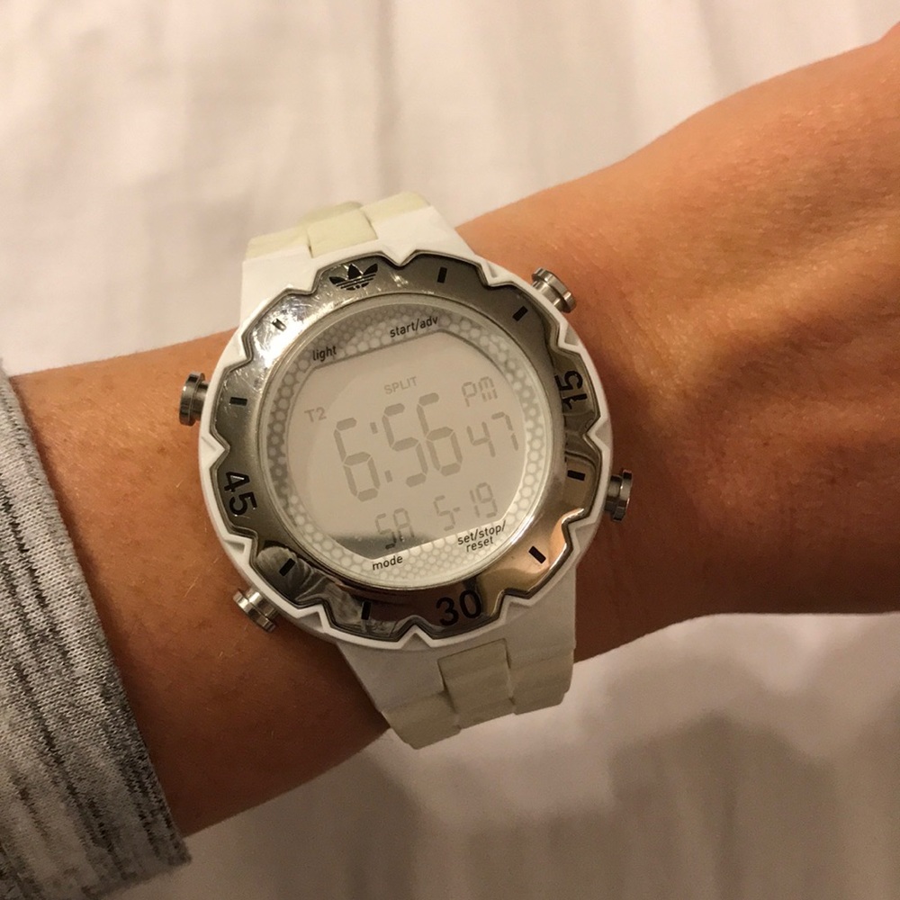 Adidas women’s white sport watch